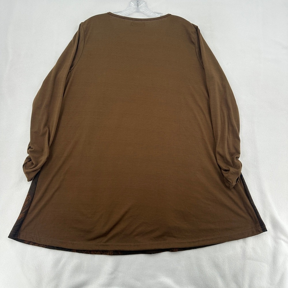 Reborn  Brown Tunic Top Floral Print Back Fall Lagonlook  Long Sleeve Women's XL - Picture 3 of 8